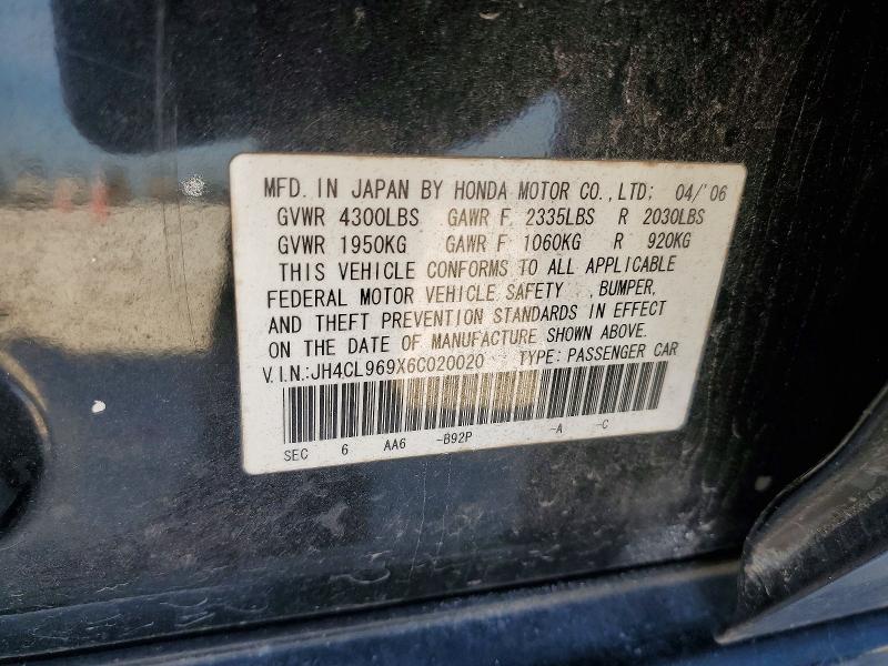 Продаж на аукціоні авто 2006 Acura Tsx, vin: JH4CL969X6C020020, номер лоту: 76371455