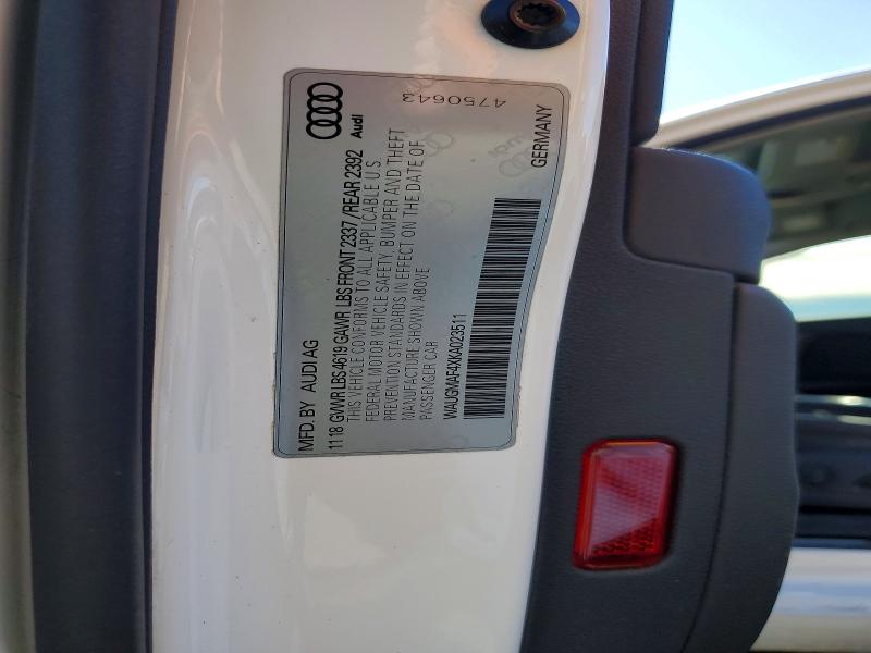 2019 Audi A4 მანქანა იყიდება აუქციონზე, vin: WAUGMAF4XKA023511, აუქციონის ნომერი: 74700585