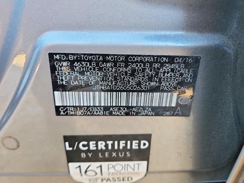 Aukcja sprzedaży 2016 Lexus Is 200t, vin: JTHBA1D26G5026301, numer aukcji: 75956765