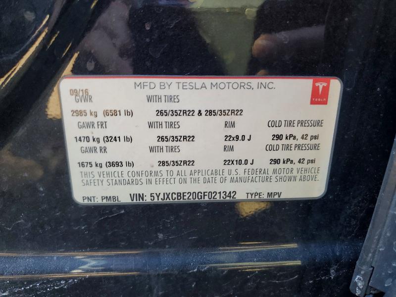 Продажа на аукционе авто 2016 Tesla Model X, vin: 5YJXCBE20GF021342, номер лота: 77607015