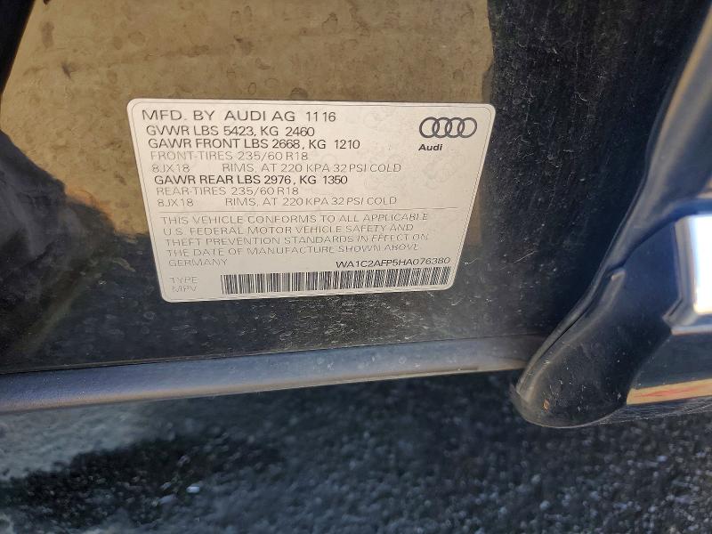 Продажа на аукционе авто 2017 Audi Q5, vin: WA1C2AFP5HA076380, номер лота: 75810575