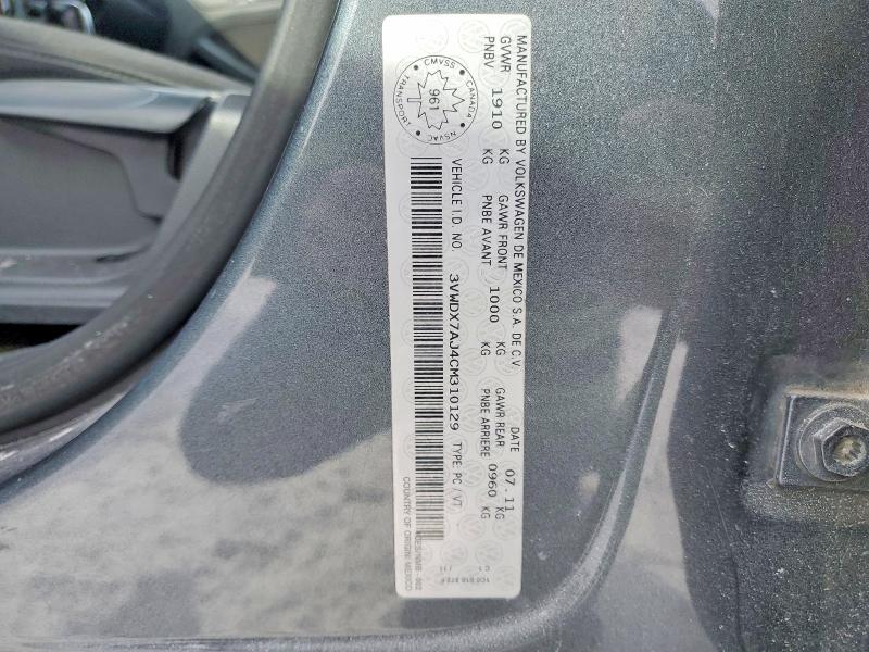 Продажа на аукционе авто 2012 Volkswagen Jetta Se, vin: 3VWDX7AJ4CM310129, номер лота: 76290655