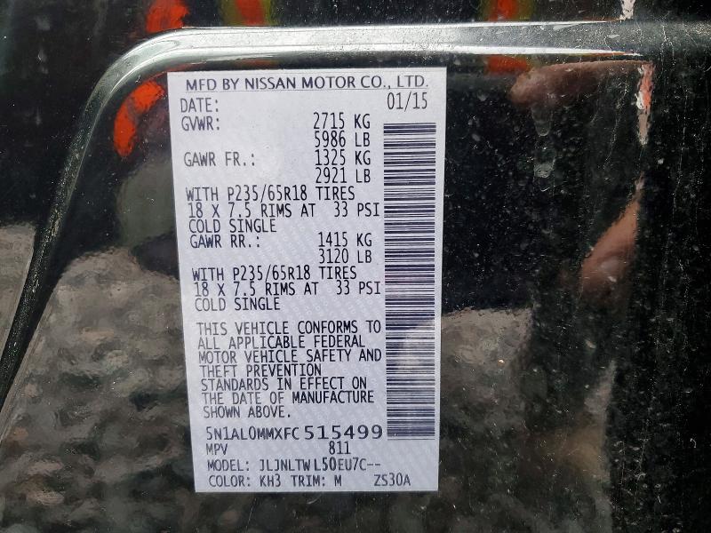Продаж на аукціоні авто 2015 Infiniti Qx60, vin: 5N1AL0MMXFC515499, номер лоту: 78501265