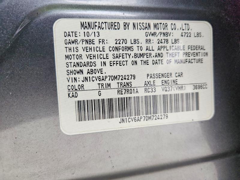 Aukcja sprzedaży 2013 Infiniti G37, vin: JN1CV6AP7DM724279, numer aukcji: 77658265
