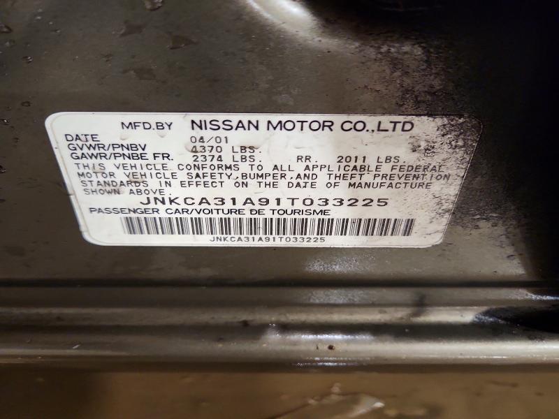 77844395 :رقم المزاد ، JNKCA31A91T033225 vin ، 2001 Infiniti I30 مزاد بيع