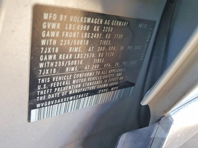 76482915 :رقم المزاد ، WVGBV3AXXEW528412 vin ، 2014 Volkswagen Tiguan مزاد بيع