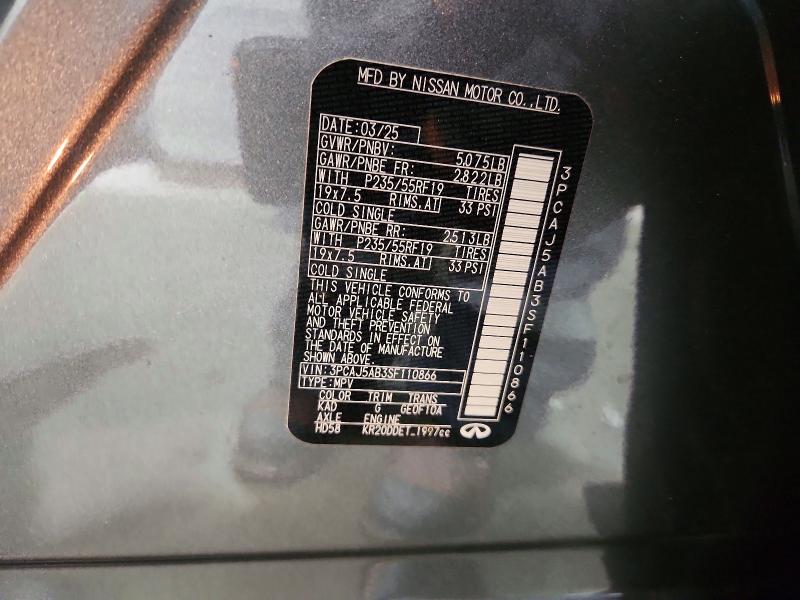 Aukcja sprzedaży 2025 Infiniti Qx50, vin: 3PCAJ5AB3SF110866, numer aukcji: 77655675
