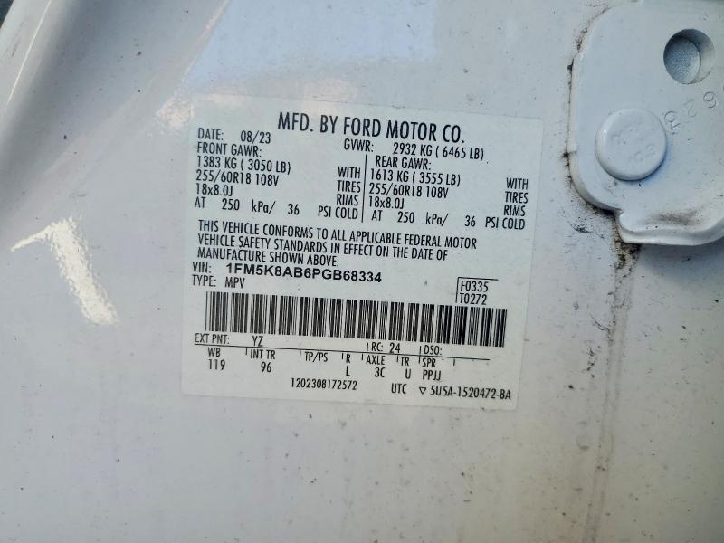 2023 Ford Explorer მანქანა იყიდება აუქციონზე, vin: 1FM5K8AB6PGB68334, აუქციონის ნომერი: 78981015