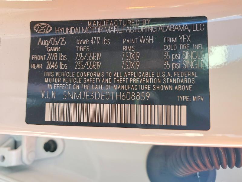 Aukcja sprzedaży 2026 Hyundai Tucson, vin: 5NMJE3DE0TH608859, numer aukcji: 77851805