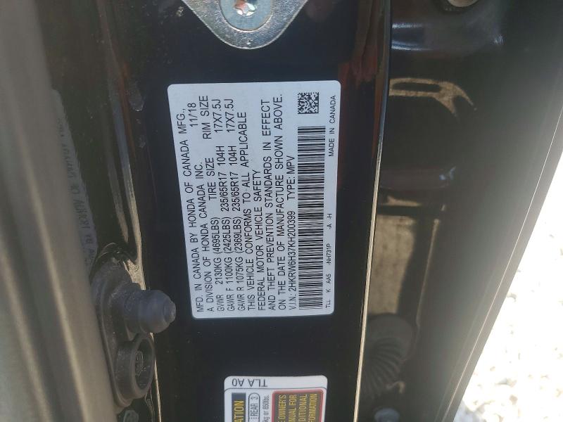 Продажа на аукционе авто 2019 Honda Cr-v, vin: 2HKRW6H37KH200399, номер лота: 77861045