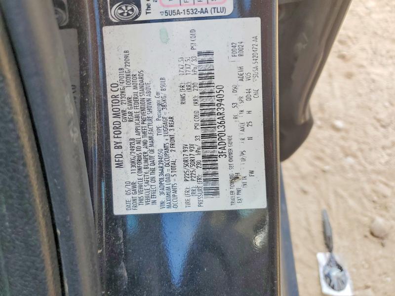 Продаж на аукціоні авто 2010 Ford Fusion, vin: 3FADP0L36AR394050, номер лоту: 77323505