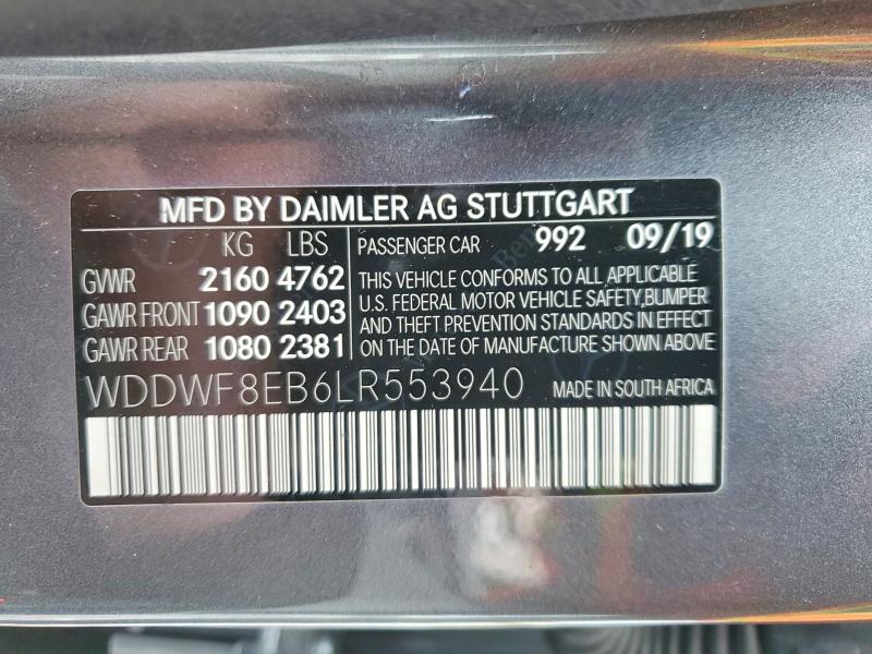 Продажа на аукционе авто 2020 Mercedes-benz C, vin: WDDWF8EB6LR553940, номер лота: 78358205