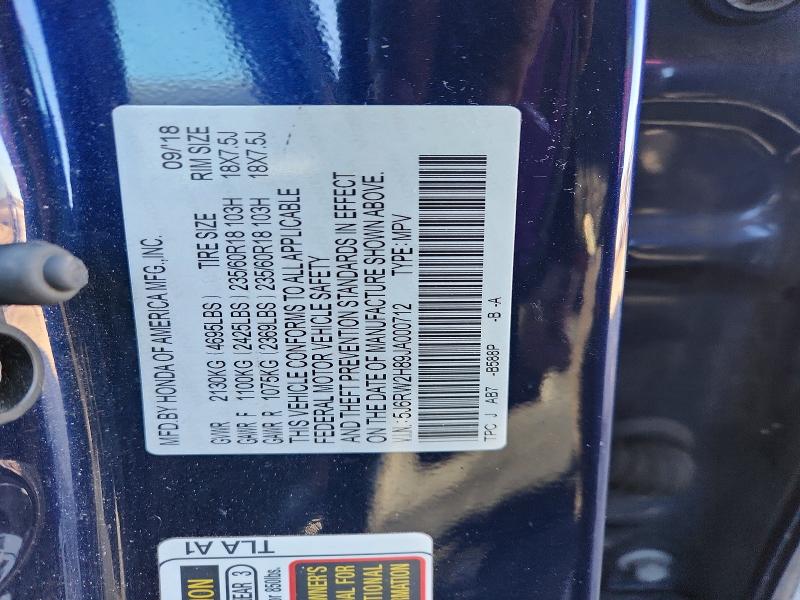 Продаж на аукціоні авто 2018 Honda Cr-v, vin: 5J6RW2H89JA000712, номер лоту: 74776735