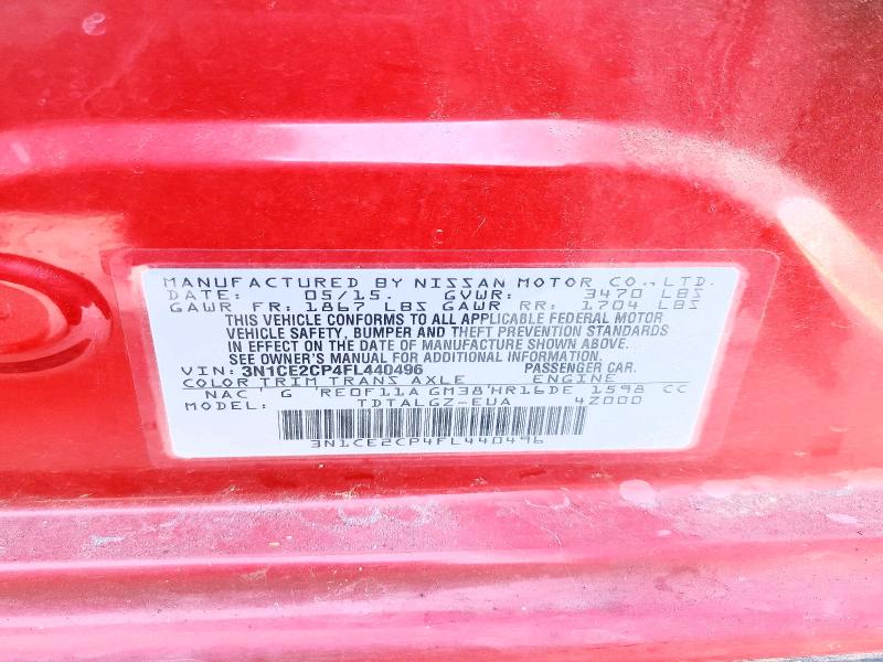 2015 Nissan Versa Note მანქანა იყიდება აუქციონზე, vin: 3N1CE2CP4FL440496, აუქციონის ნომერი: 76795555
