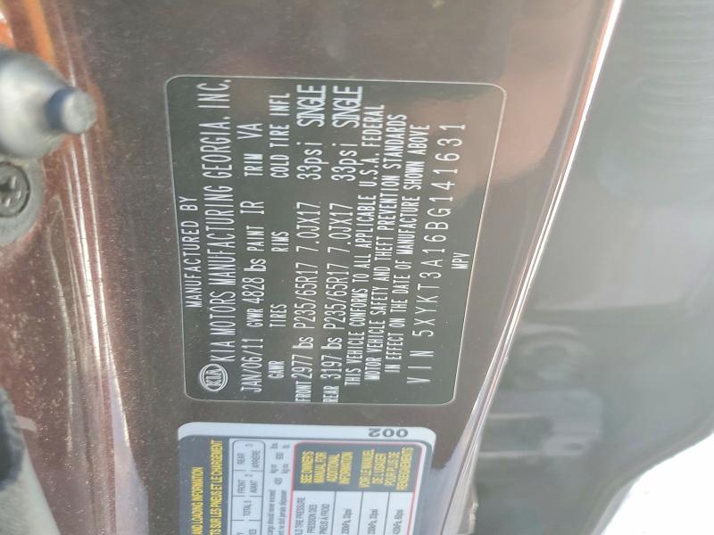 2011 Kia Sorento მანქანა იყიდება აუქციონზე, vin: 5XYKT3A16BG141631, აუქციონის ნომერი: 78802505