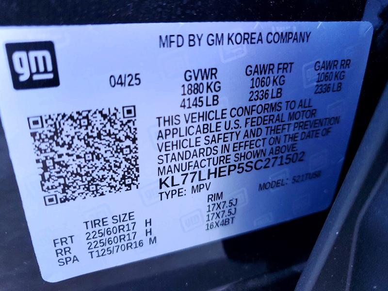 Продажа на аукционе авто 2025 Chevrolet Trax, vin: KL77LHEP5SC271502, номер лота: 75665215