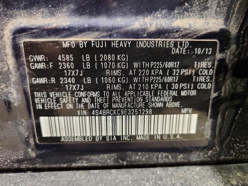 Aukcja sprzedaży 2014 Subaru Outback, vin: 4S4BRCKC9E3251298, numer aukcji: 78874205