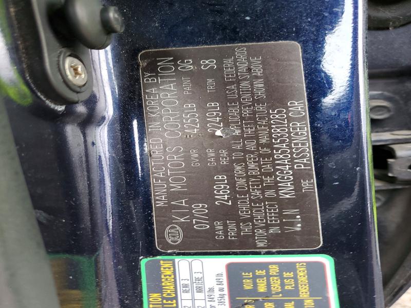 Aukcja sprzedaży 2010 Kia Optima, vin: KNAGG4A85A5381285, numer aukcji: 74928585