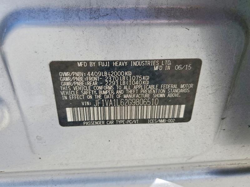 Продажа на аукционе авто 2016 Subaru Wrx, vin: JF1VA1L62G9806510, номер лота: 78094005