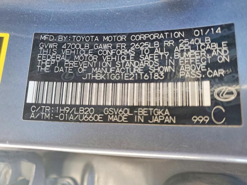 Aukcja sprzedaży 2014 Lexus Es, vin: JTHBK1GG1E2116183, numer aukcji: 76430585