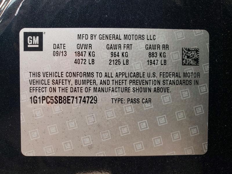 2014 Chevrolet Cruze მანქანა იყიდება აუქციონზე, vin: 1G1PC5SB8E7174729, აუქციონის ნომერი: 76609195