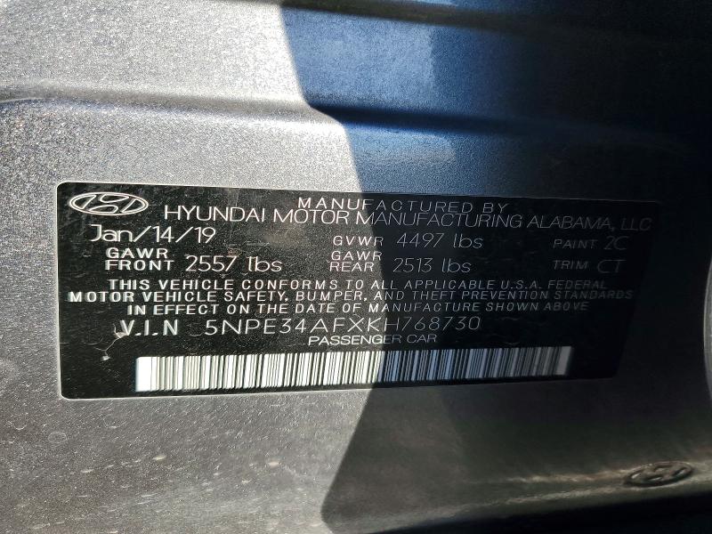 Auction sale of the 2019 Hyundai Sonata, vin: 5NPE34AFXKH768730, lot number: 78300425