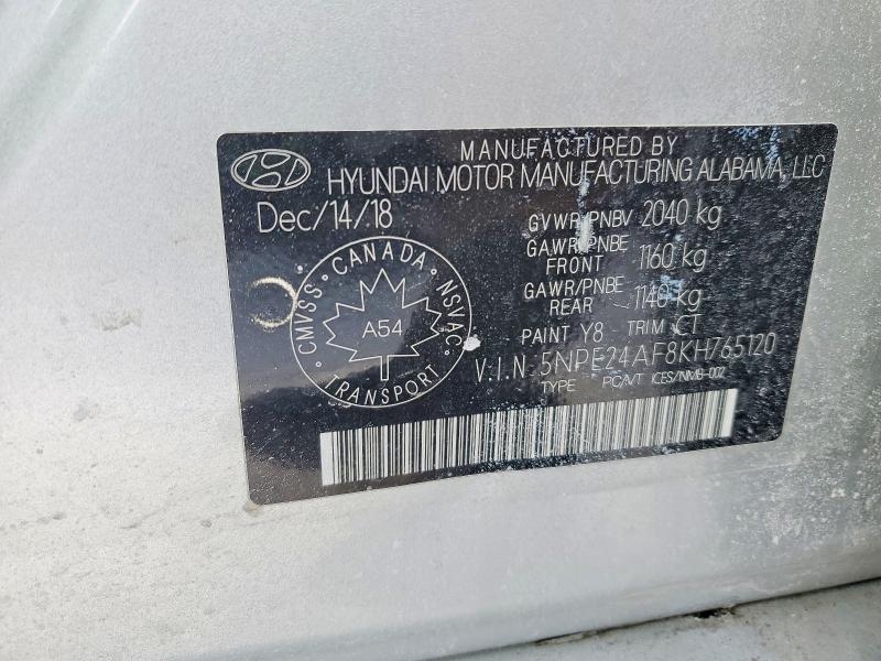 2019 Hyundai Sonata მანქანა იყიდება აუქციონზე, vin: 5NPE24AF8KH765120, აუქციონის ნომერი: 78452505