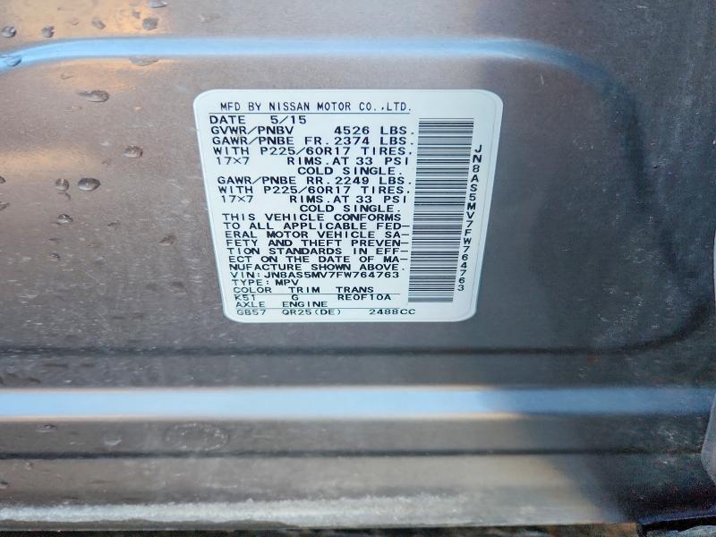 2015 Nissan Rogue Select მანქანა იყიდება აუქციონზე, vin: JN8AS5MV7FW764763, აუქციონის ნომერი: 79094985