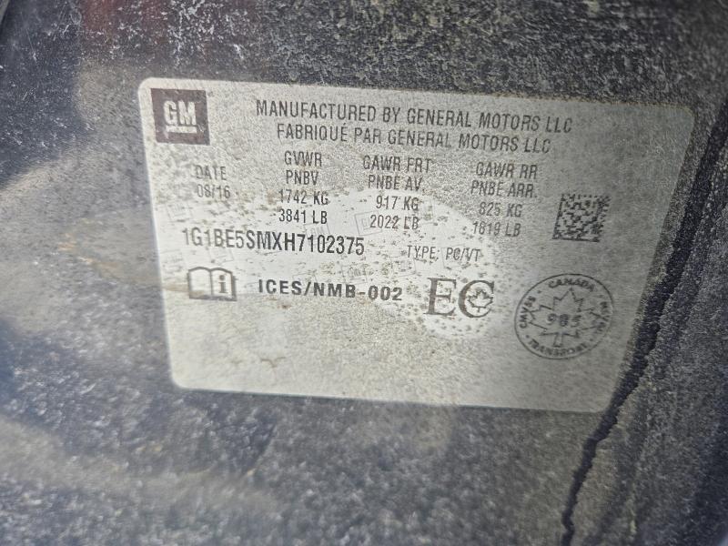 Продаж на аукціоні авто 2017 Chevrolet Cruze, vin: 1G1BE5SMXH7102375, номер лоту: 75011495