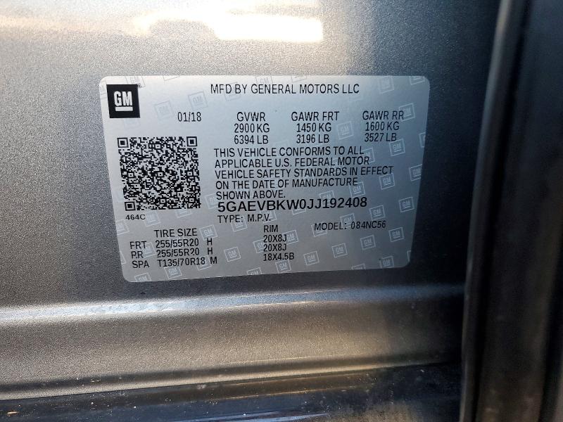 77093935 :رقم المزاد ، 5GAEVBKW0JJ192408 vin ، 2018 Buick Enclave مزاد بيع