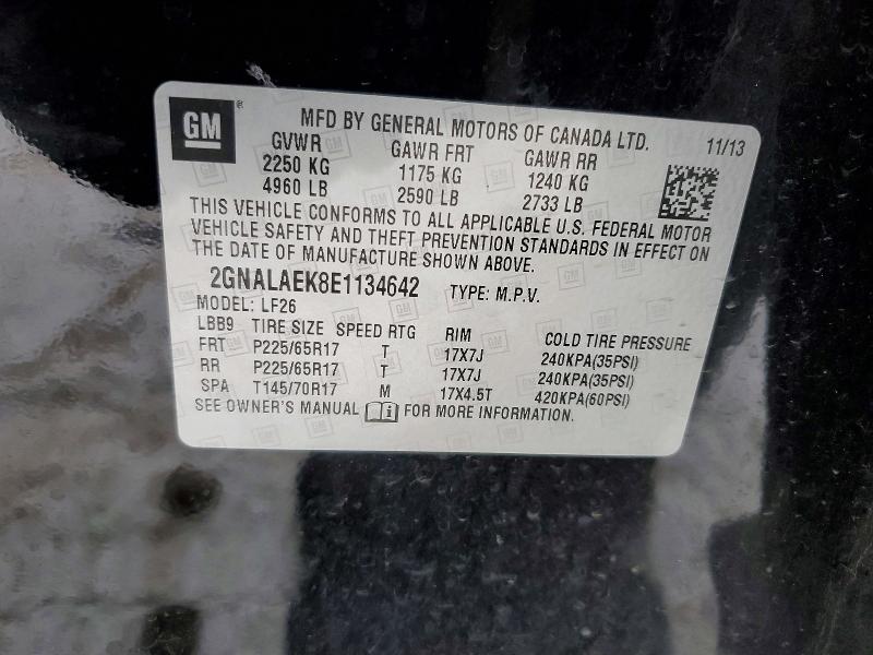 Aukcja sprzedaży 2014 Chevrolet Equinox, vin: 2GNALAEK8E1134642, numer aukcji: 74133705