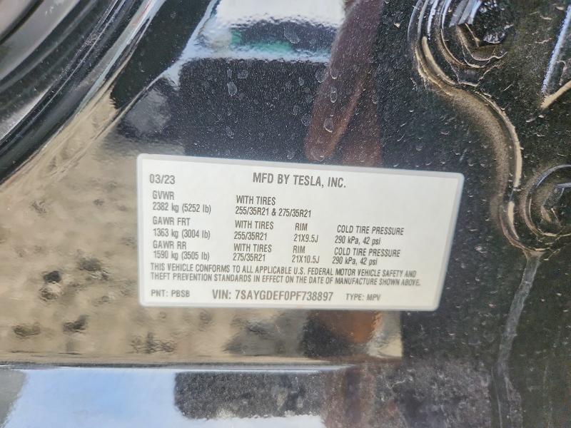 77898955 :رقم المزاد ، 7SAYGDEF0PF738897 vin ، 2023 Tesla Model Y مزاد بيع