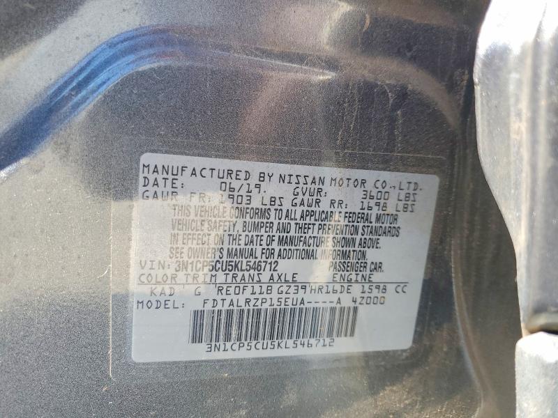 Aukcja sprzedaży 2019 Nissan Kicks, vin: 3N1CP5CU5KL546712, numer aukcji: 78717195