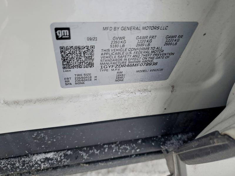 75638985 :رقم المزاد ، 1GYFZDR46MF078938 vin ، 2021 Cadillac Xt4 مزاد بيع