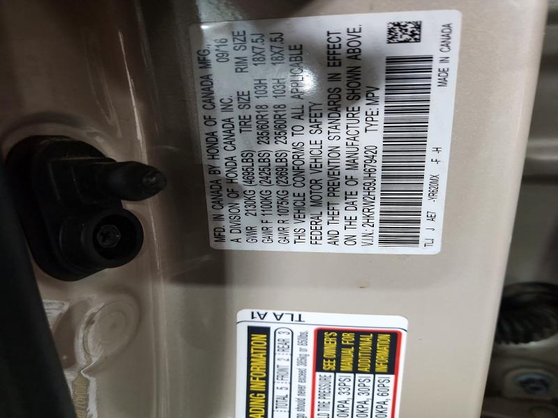 75050715 :رقم المزاد ، 2HKRW2H59JH679420 vin ، 2018 Honda Cr-v مزاد بيع