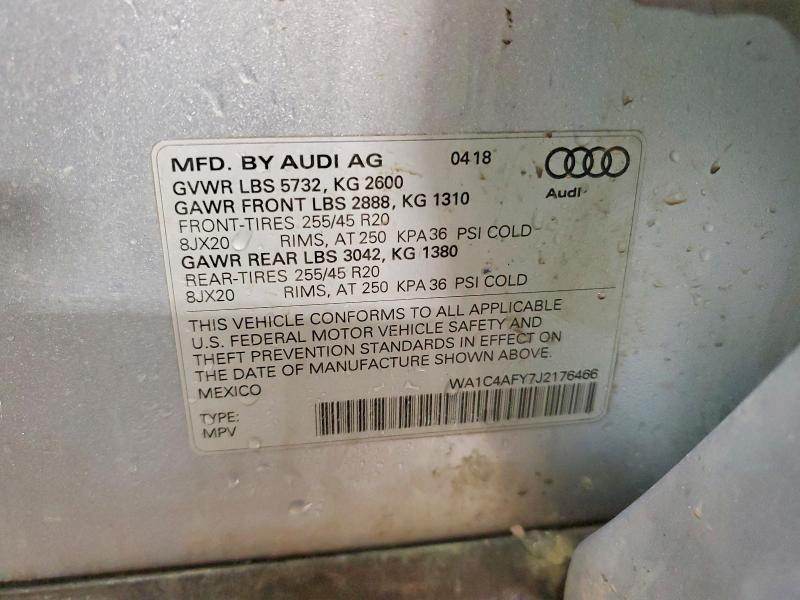 78130445 :رقم المزاد ، WA1C4AFY7J2176466 vin ، 2018 Audi Sq5 مزاد بيع