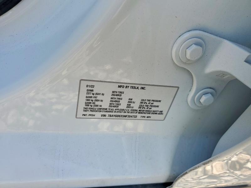Aukcja sprzedaży 2022 Tesla Model Y, vin: 7SAYGDEE5NF354733, numer aukcji: 75905265