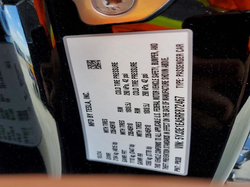 Aukcja sprzedaży 2024 Tesla Model 3, vin: 5YJ3E1EA5RF872467, numer aukcji: 76535135