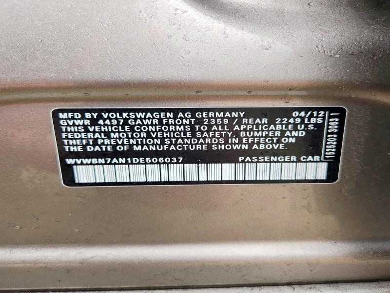 Aukcja sprzedaży 2013 Volkswagen Cc, vin: WVWBN7AN1DE506037, numer aukcji: 76217025