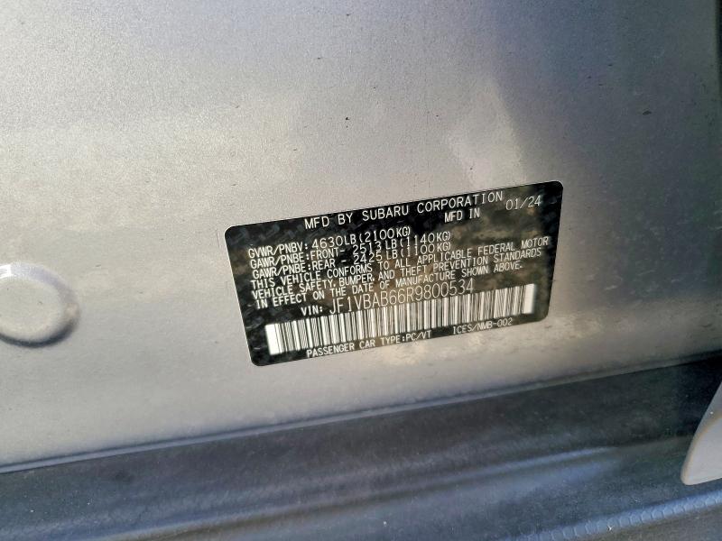 Продаж на аукціоні авто 2024 Subaru Wrx, vin: JF1VBAB66R9800534, номер лоту: 78563005