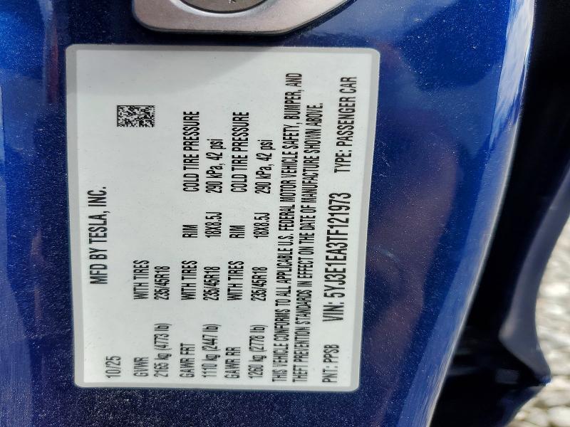 Auction sale of the 2026 Tesla Model 3, vin: 5YJ3E1EA3TF121973, lot number: 79305985