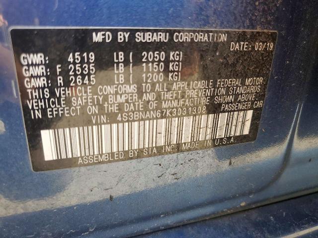 Aukcja sprzedaży 2019 Subaru Legacy, vin: 4S3BNAN67K3031308, numer aukcji: 77595205