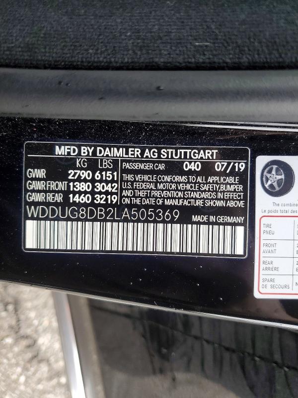 Продаж на аукціоні авто 2020 Mercedes-benz S, vin: WDDUG8DB2LA505369, номер лоту: 77681655