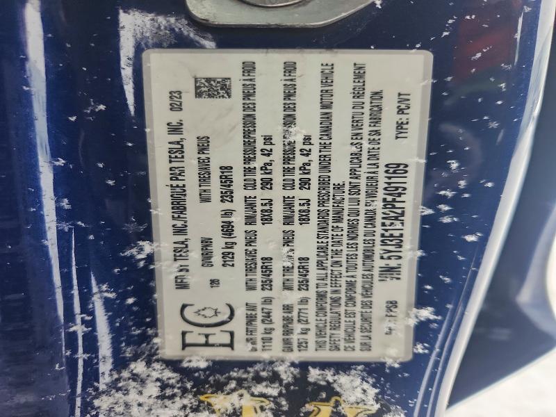 2023 Tesla Model 3 მანქანა იყიდება აუქციონზე, vin: 5YJ3E1EA2PF491169, აუქციონის ნომერი: 78505705