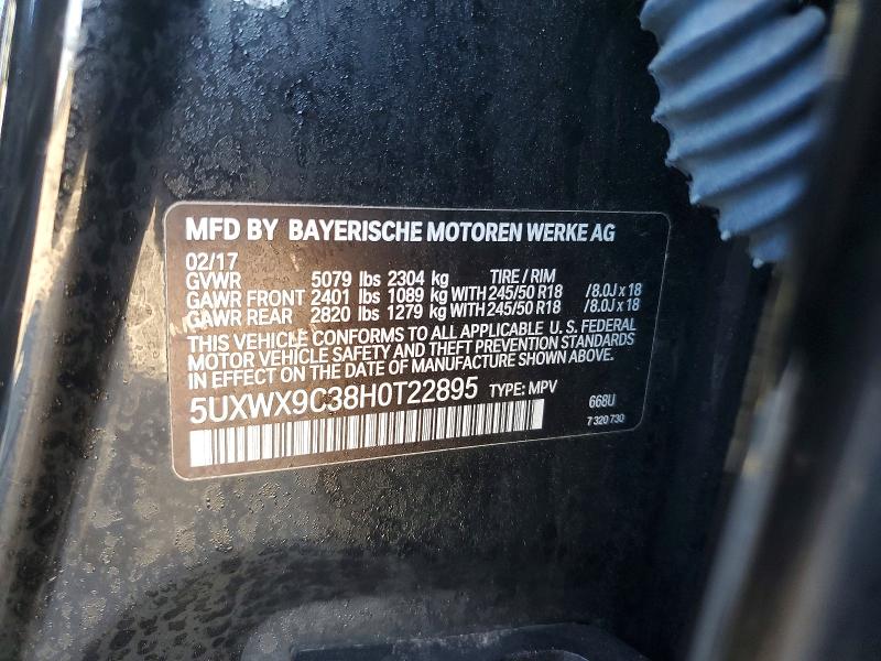 79230625 :رقم المزاد ، 5UXWX9C38H0T22895 vin ، 2017 Bmw X3 مزاد بيع