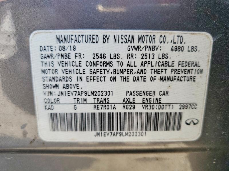 Aukcja sprzedaży 2020 Infiniti Q50, vin: JN1EV7AP9LM202301, numer aukcji: 76879595