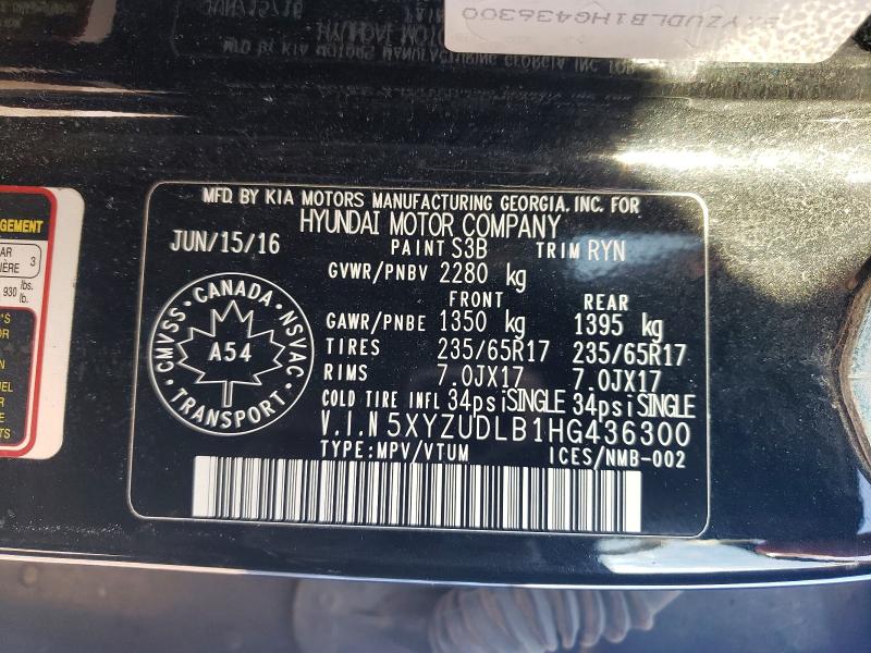 78879355 :رقم المزاد ، 5XYZUDLB1HG436300 vin ، 2017 Hyundai Santa Fe مزاد بيع