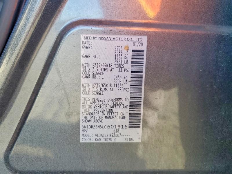 Продажа на аукционе авто 2020 Nissan Pathfinder, vin: 5N1DR2BN5LC601916, номер лота: 77324555