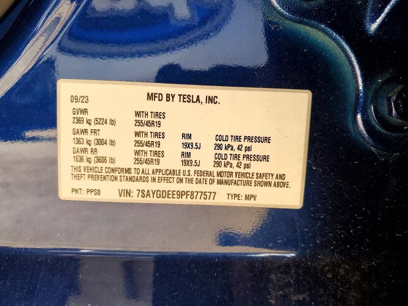 Продаж на аукціоні авто 2023 Tesla Model Y, vin: 7SAYGDEE9PF877577, номер лоту: 78183065