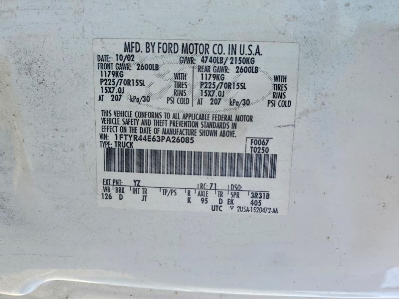 Aukcja sprzedaży 2003 Ford Ranger, vin: 1FTYR44E63PA26085, numer aukcji: 75312165